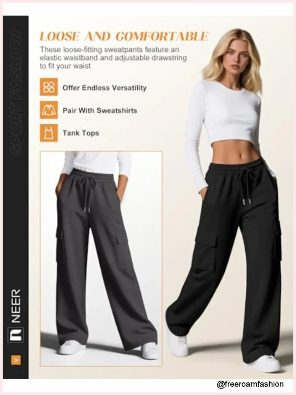 Women's Wide Leg Cargo Sweatpants with Pockets